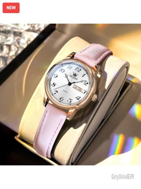 Vintage Leather Watch with Day Date Easy Read Minimalist Waterproof Quartz main image 7